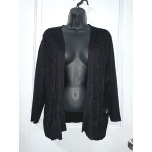 Roz & Ali Black, Lightweight open-front cardigan, size 1X NWT